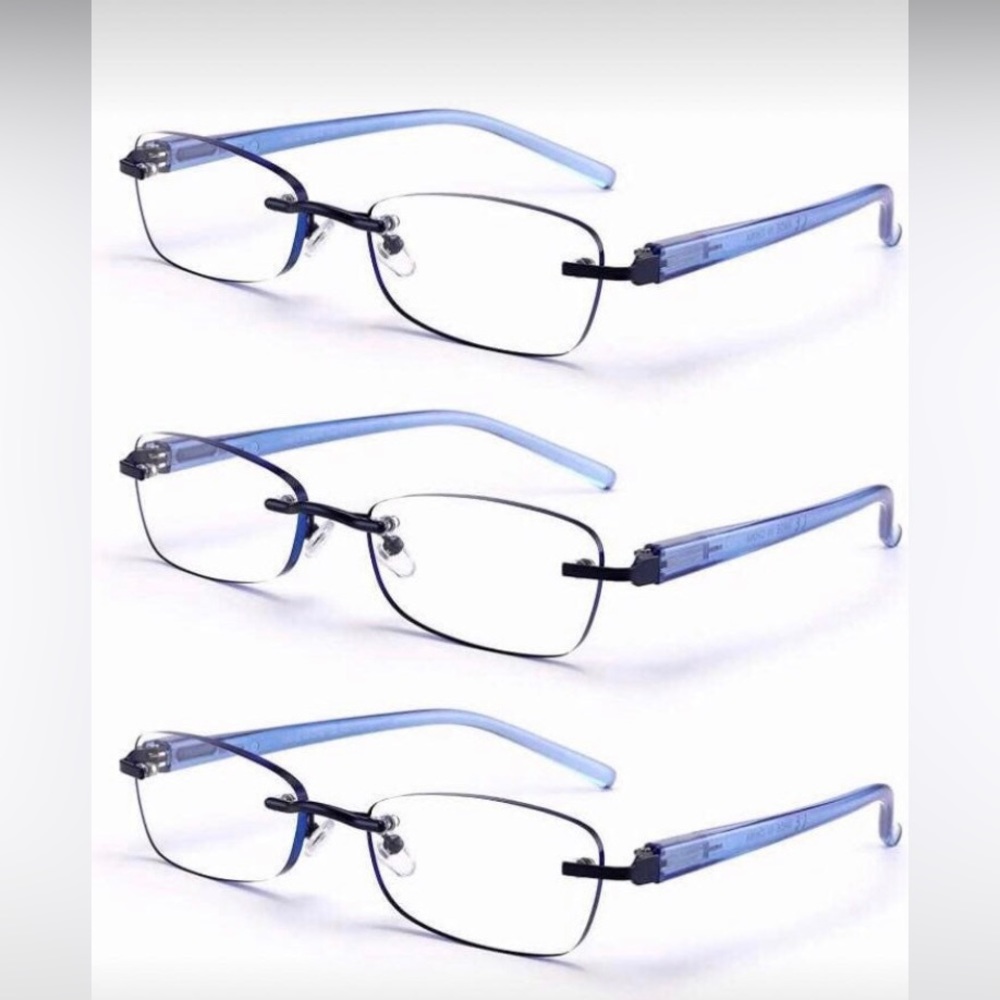 3-Pack Rimless Reading Glasses - 2.0x